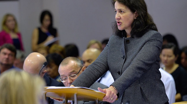 Counsel Assisting, Sophie David SC speaking in a hearing room in Darwin