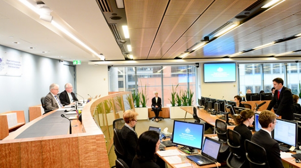 Counsel Assisting, David Lloyd addresses the Commissioners