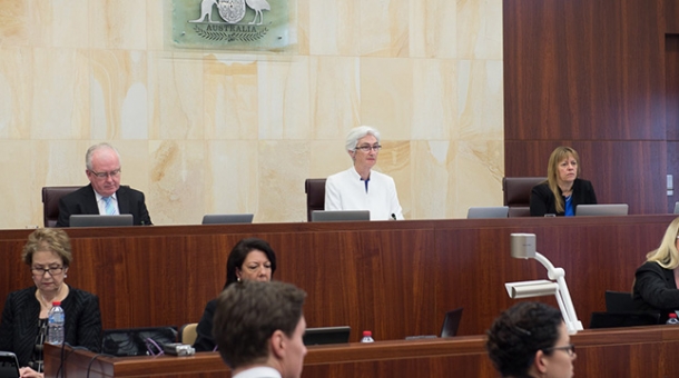 From left to right: Commissioner Robert Fitzgerald AM, Justice Jennifer Coate and Commissioner Helen Milroy