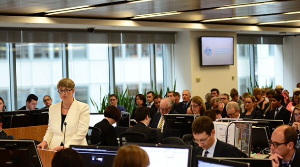 Counsel Assisting, Gail Furness SC speaking in a court room