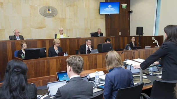 Commissioner Robert Fitzgerald AM, Justice Jennifer Coate and Commissioner Bob Atkinson AO APM From left to right: Commissioner Robert Fitzgerald AM, Justice Jennifer Coate and Commissioner Bob Atkinson AO APM