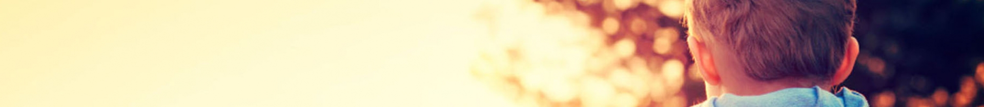 The back of a little boys head with warm lighting in background