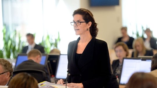 Counsel Assisting, Dr Hayley Bennett addressing the Commissioners