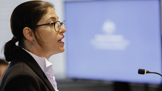 Counsel Assisting, Naomi Sharp presenting to Commissioners