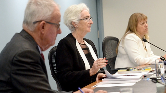 From left to right: Commissioner Bob Atkinson AO APM, Justice Jennifer Coate and Commissioner Helen Milroy