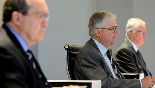 From left to right: Commissioner Andrew Murray, The Hon. Justice Peter McClellan and Commissioner Bob Atkinson