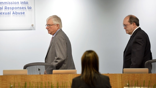 The Hon. Justice Peter McClellan AM and Commissioner Andrew Murray entering the hearing room