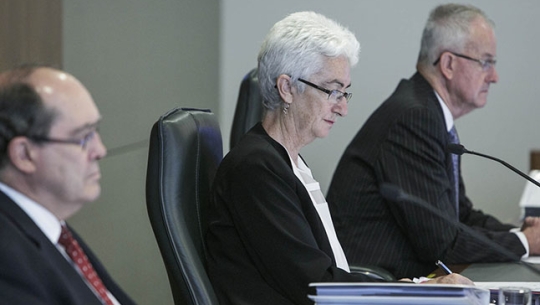 From left to right: Commissioner Andrew Murray, Justice Jennifer Coate and Commissioner Bob Atkinson AO APM