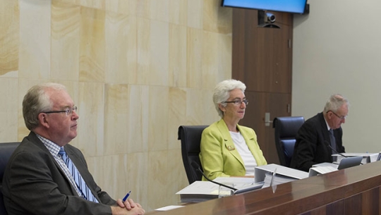 From left to right: Commissioner Robert Fitzgerald AM, Justice Jennifer Coate and Commissioner Bob Atkinson AO APM