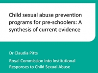Report on effectiveness of current child sexual abuse prevention programs for pre-schoolers released